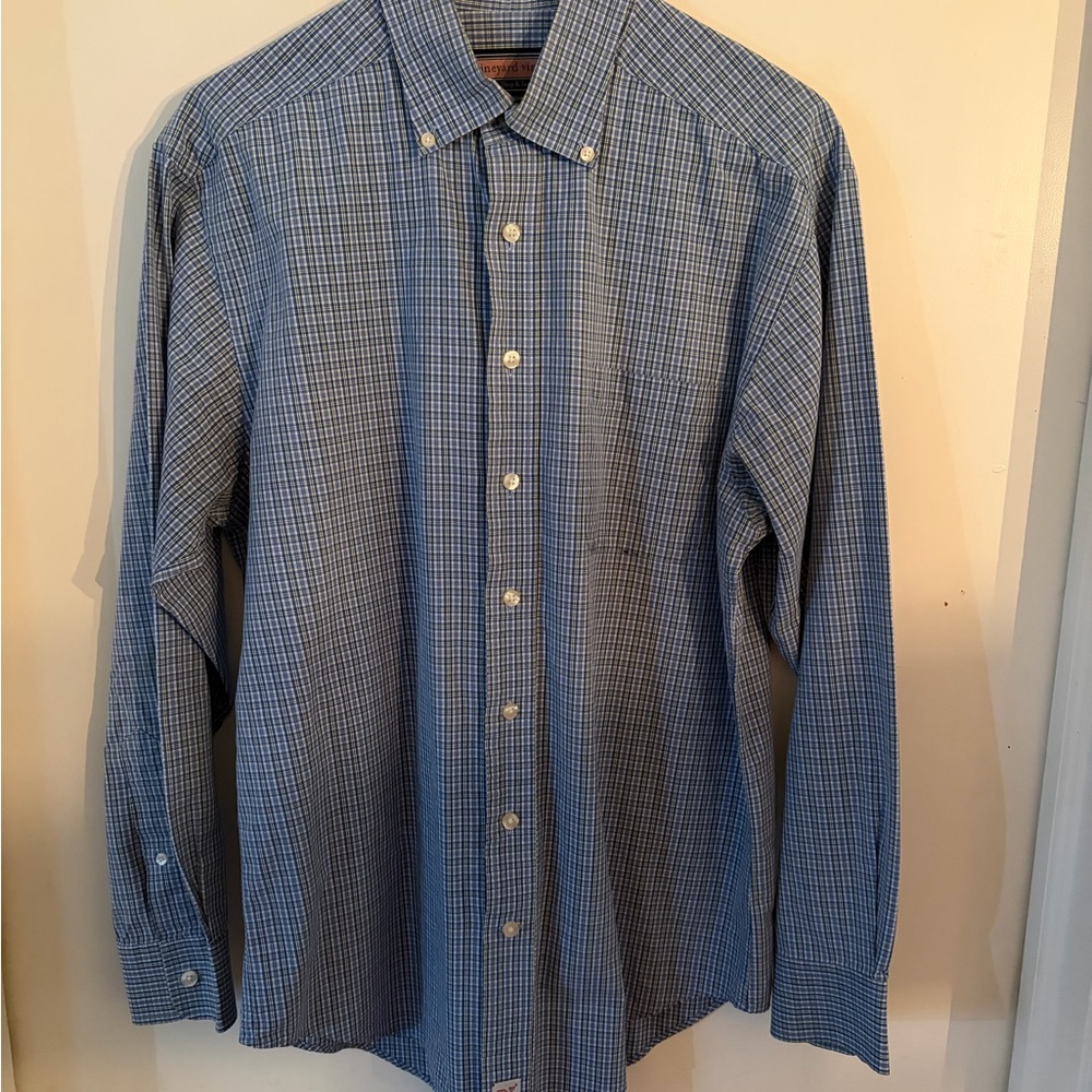 Vineyard Vines Men's Blue Mini-Check Button-Down Shirt